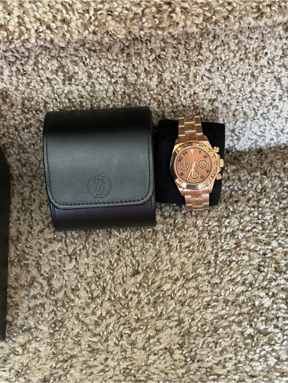 Seiko mod Rose Gold Chronograph with chocolate dial Men's Watch